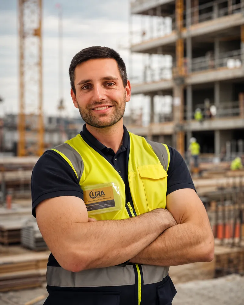 Benedikt Schirrmacher, Geschäftsführer der CURA Ingenieure GmbH, auf einer Baustelle